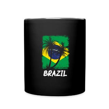 Brasilien Flagge Brasilianische Fahne Südamerika - Tasse einfarbig - Schwarz - Vorne