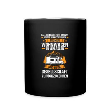 Campen Camping Camper Geschenk - Tasse einfarbig - Schwarz - Vorne