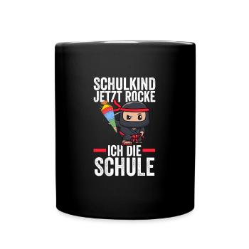 Schulkind Ninja Schulbeginn Geschenk - Tasse einfarbig - Schwarz - Vorne
