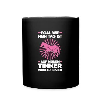 Tinker Pferd Reiter Geschenk - Tasse einfarbig - Schwarz - Vorne