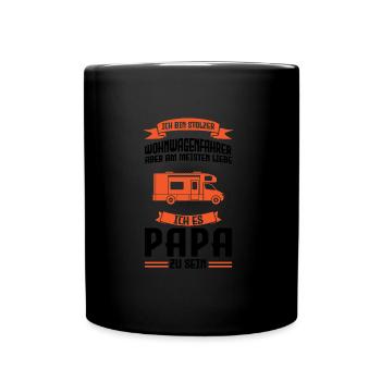 Camper Papa Camping Geschenk - Tasse einfarbig - Schwarz - Vorne