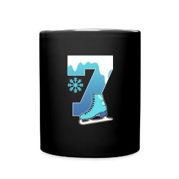 Schlittschuh Eislauf 6. Kindergeburtstag - Tasse einfarbig - Schwarz - Vorne