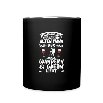 Wandern Wein Bergsteiger Geschenk - Tasse einfarbig - Schwarz - Vorne