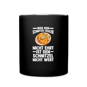 Schnitzel Wiener Schnitzelliebhaber Geschenk - Tasse einfarbig - Schwarz - Vorne