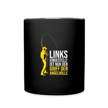 Links eingestellt ist nur der Griff der Angelrolle - Tasse einfarbig - Schwarz - Vorne