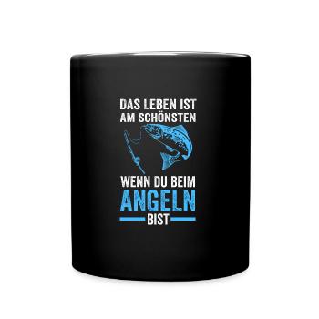 Angeln Fische Angler Geschenk - Tasse einfarbig - Schwarz - Vorne