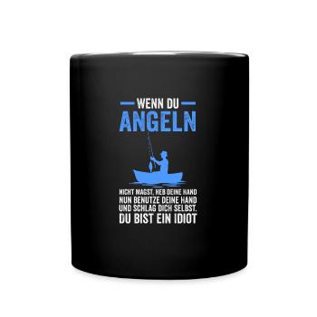 Angeln Fische Fischer Geschenk - Tasse einfarbig - Schwarz - Vorne