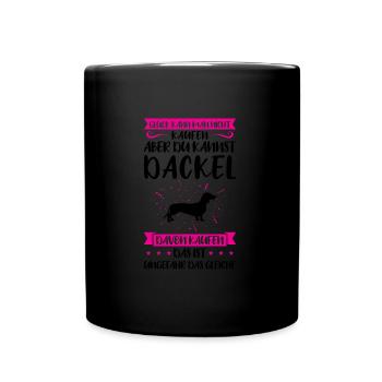Dackel Hund Dachshund Geschenk - Tasse einfarbig - Schwarz - Vorne