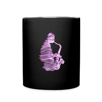 Jazz Lover Instrument de Musique Rétro Saxophone - Mug uni - noir - Devant