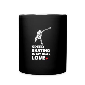 I love speed skating - Full Colour Mug - black - Front