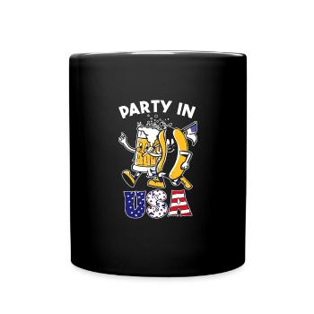 Party In The Usa Hot Dog Love Funny Fourth July - Full Colour Mug - black - Front
