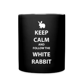 White Rabbit Keep Calm Motif - Full Colour Mug - black - Front