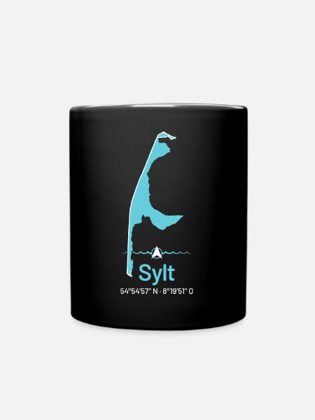 Sylt | Design-Landkarte - Tasse einfarbig - Schwarz