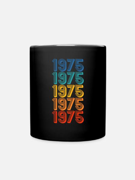 vintage 1975 year rainbow - Full Colour Mug - black