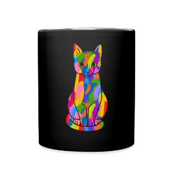 Katze Bunt - Tasse einfarbig - Schwarz - Vorne
