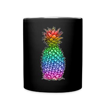 Ananas in Regenbogen Farben / LGBTQ, Gay Pride CSD - Tasse einfarbig - Schwarz - Vorne