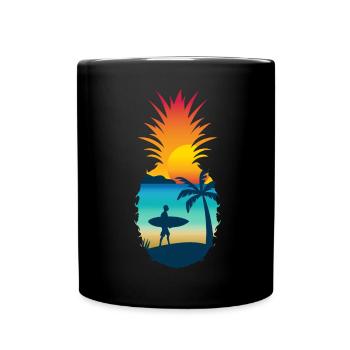 Pineapple Beach Surfer Summer Holiday Motif - Full Colour Mug - black - Front