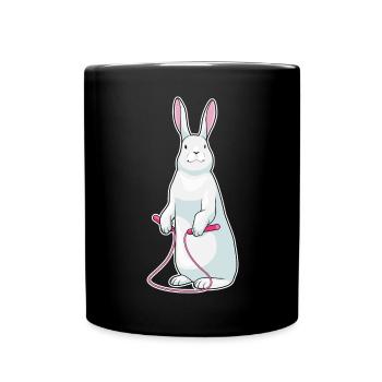 Hase Seilspringen Springseil Fitness - Tasse einfarbig - Schwarz - Vorne