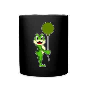 Frosch Luftballon - Tasse einfarbig - Schwarz - Vorne