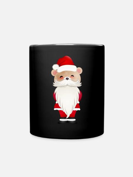 KLEINER WEIHNACHTS BÄR MIT SANTA MÜTZE UND BART - Tasse einfarbig - Schwarz