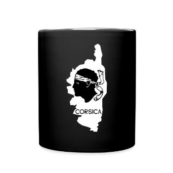 Corsica Insel mit Karte Frankreich mit Piratenkopf - Tasse einfarbig - Schwarz - Vorne