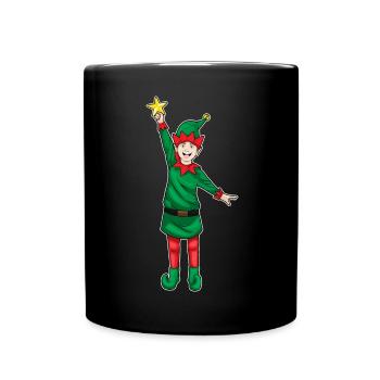 Poinsettia de Noël elfique - Mug uni - noir - Devant