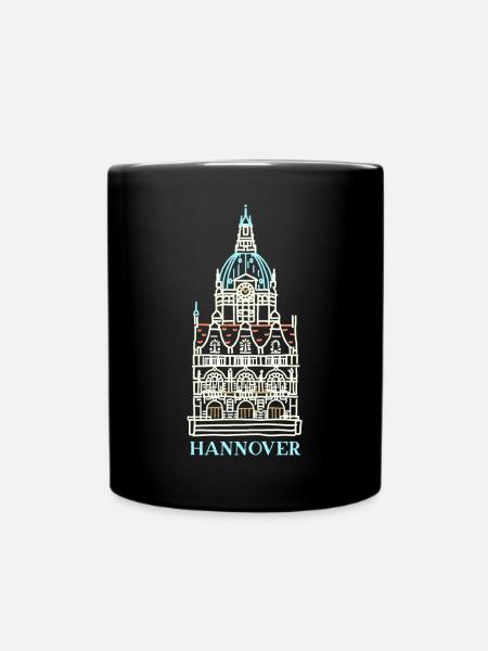 Hannover, Südseite Neues Rathaus, Wahrzeichen - Tasse einfarbig - Schwarz