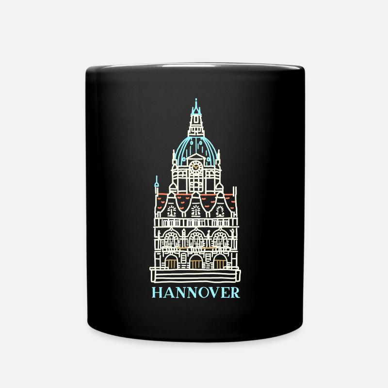 Hannover, Südseite Neues Rathaus, Wahrzeichen - Tasse einfarbig - Schwarz