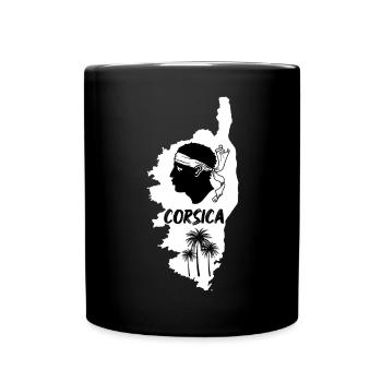 Carte des îles de la Corse avec palmiers et mer France - Mug uni - noir - Devant