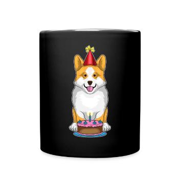 Gâteau d’anniversaire Corgi - Mug uni - noir - Devant