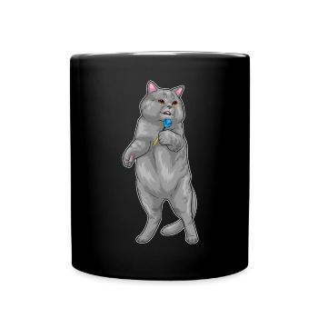 Katze Dart Dartpfeil - Tasse einfarbig - Schwarz - Vorne