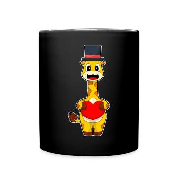 Giraffe Bräutigam Herz Hochzeit - Tasse einfarbig - Schwarz - Vorne