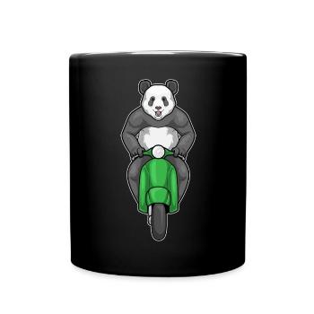 Panda Motorroller - Tasse einfarbig - Schwarz - Vorne