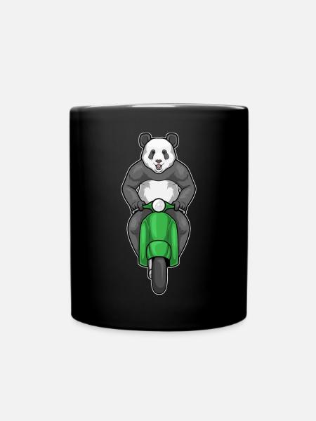 Panda Motorroller - Tasse einfarbig - Schwarz