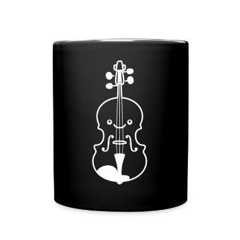 Cartoon Geige - Tasse einfarbig - Schwarz - Vorne