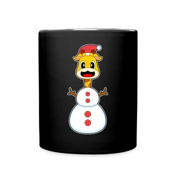 Girafe Noël bonhomme de neige - Mug uni - noir - Devant