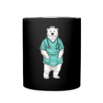 Eisbär Arzt Stethoskop - Tasse einfarbig - Schwarz - Vorne