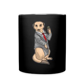 Erdmännchen Bräutigam Ehering Hochzeit - Tasse einfarbig - Schwarz - Vorne