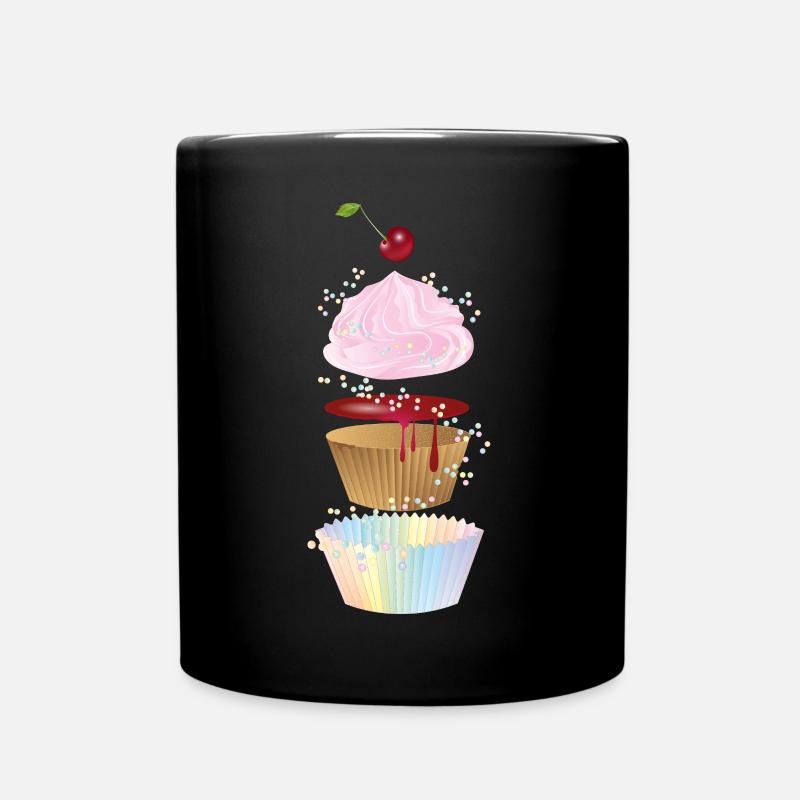 Verspielte Cupcake-Illustration in Einzelteilen - Tasse einfarbig - Schwarz