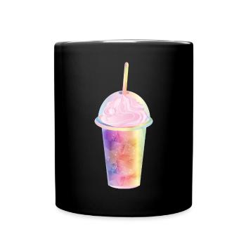 Pastel-coloured milkshake with cream topping - Full Colour Mug - black - Front