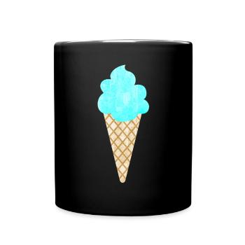 Crème glacée Crème glacée Gaufre Bleu Cool Ventilateur de glacier d’été - Mug uni - noir - Devant