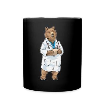 Bär Arzt Stethoskop - Tasse einfarbig - Schwarz - Vorne