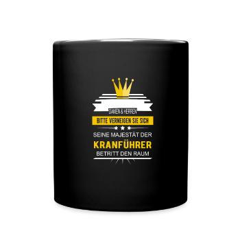 Kranführer Kranfahrer - Tasse einfarbig - Schwarz - Vorne