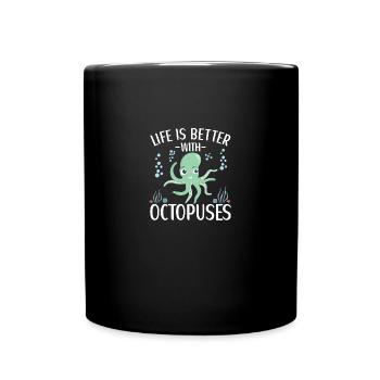 Oktopus Outfit Tintenfisch Kraken - Tasse einfarbig - Schwarz - Vorne