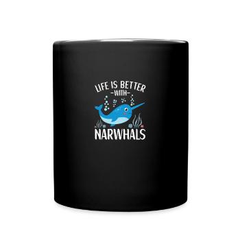 Tenue de narval Animal marin Baleines à dents - Mug uni - noir - Devant