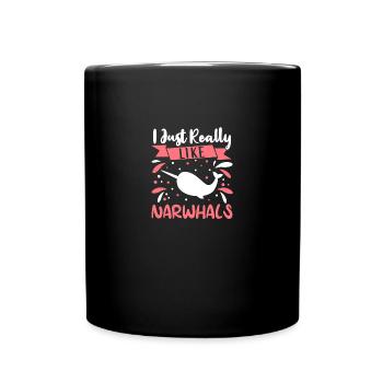 Tenue de narval Animal marin Baleines à dents - Mug uni - noir - Devant