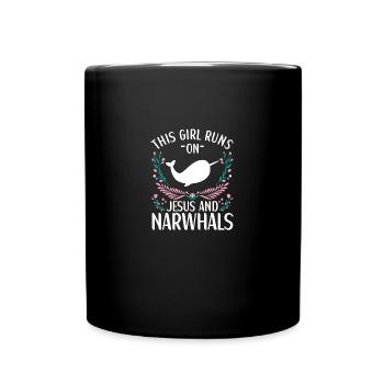Tenue de narval Animal marin Baleines à dents - Mug uni - noir - Devant