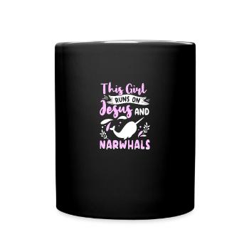 Tenue de narval Animal marin Baleines à dents - Mug uni - noir - Devant
