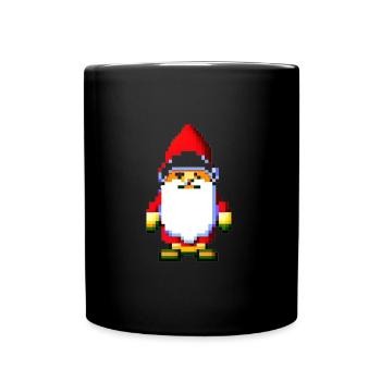 Pixelart Weihnachtsmann - Tasse einfarbig - Schwarz - Vorne