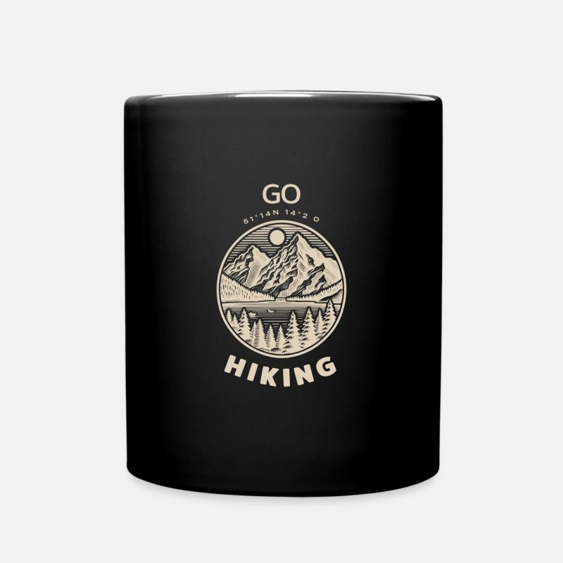 Hiking Mountains - Tasse einfarbig - Schwarz